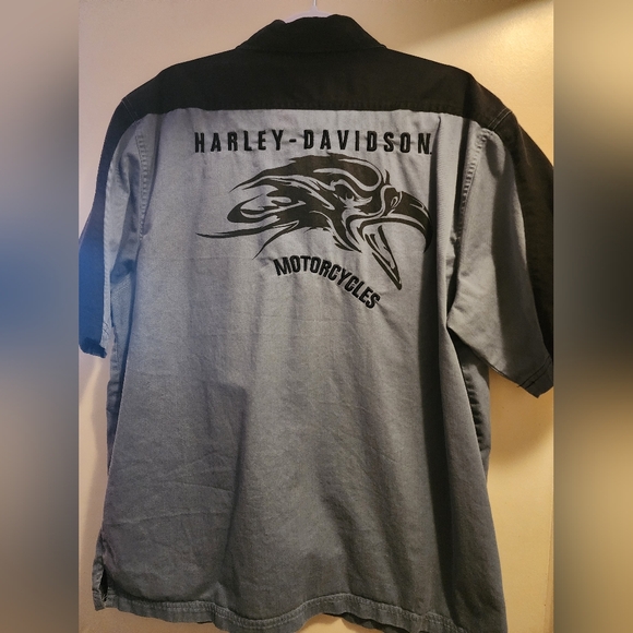 Harley-Davidson Other - Harley-Davidson Black and Blue Button-Up  Shirt